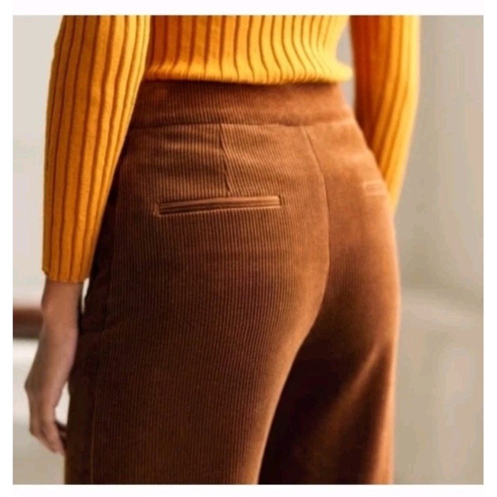 Sezane Martin High Rise Wide Leg Trouser Corduroy Pants Womens 2 In Moka Boho - Picture 5 of 8